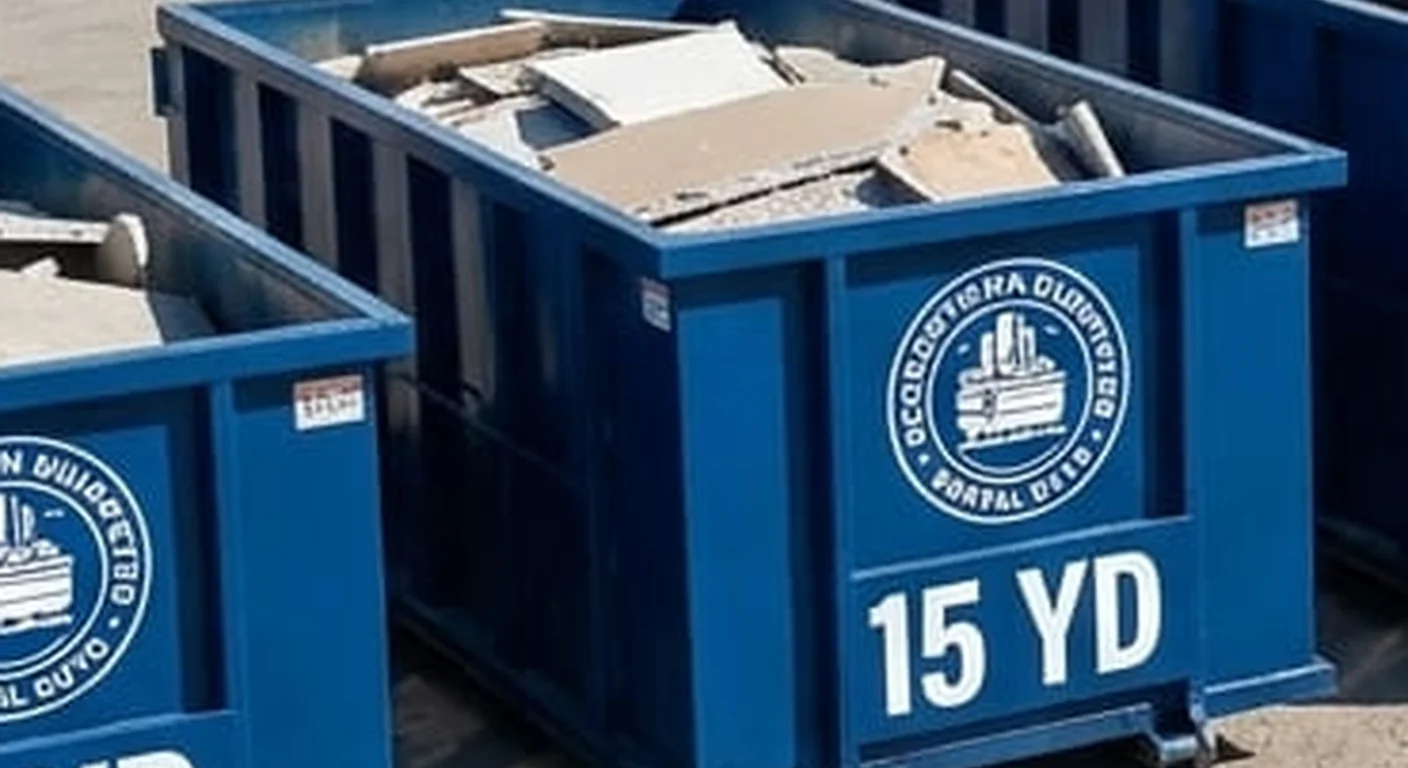 15 Yard Dumpster Rental in Georgetown, TX A Georgetown Dumpster Rental Guys 15 yard roll-off dumpster, part of a five-container size lineup with the size printed on the side