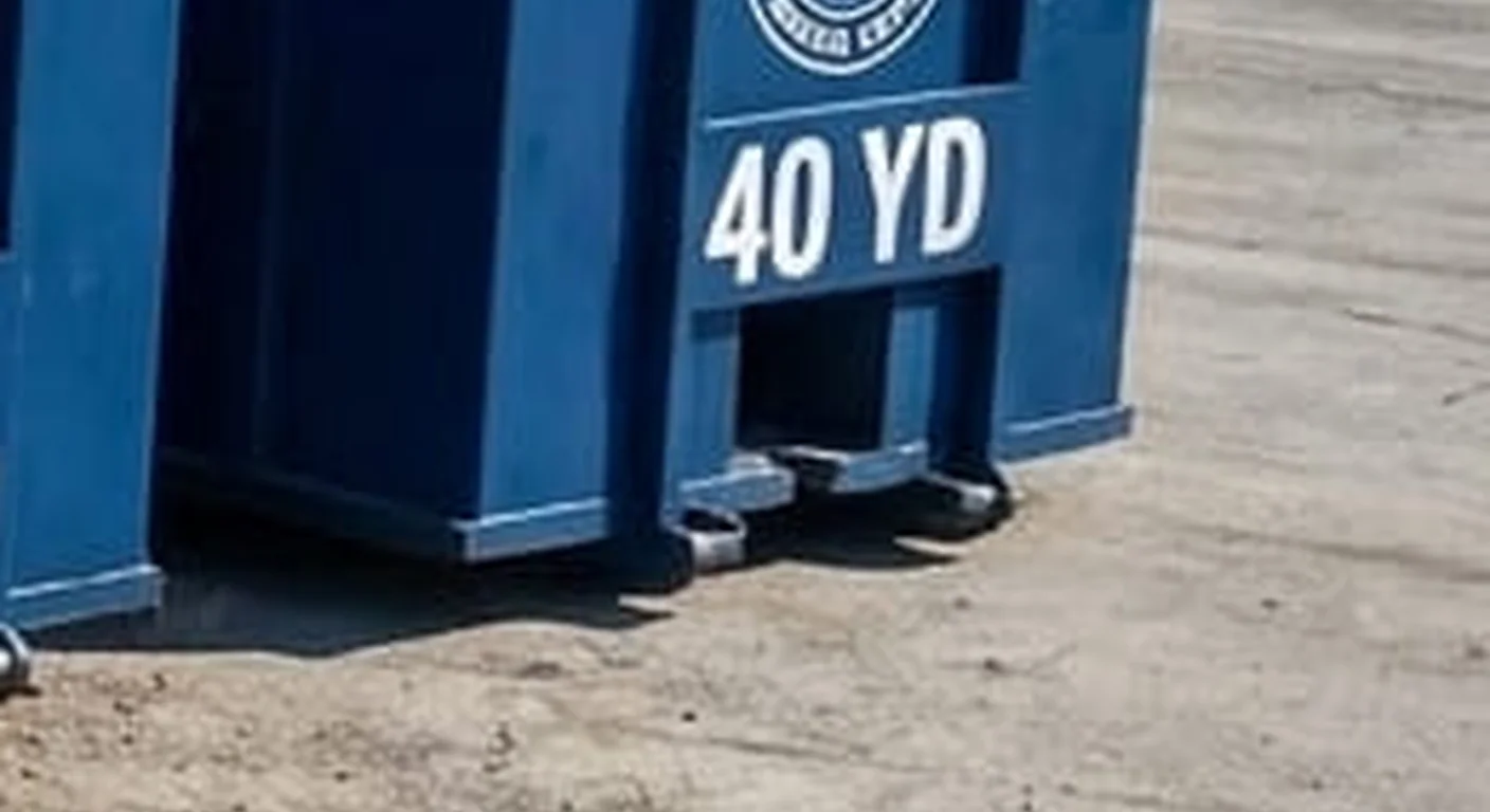 40 Yard Dumpster Rental in Georgetown, TX A Georgetown Dumpster Rental Guys 40 yard roll-off dumpster, part of a five-container size lineup with the size printed on the side