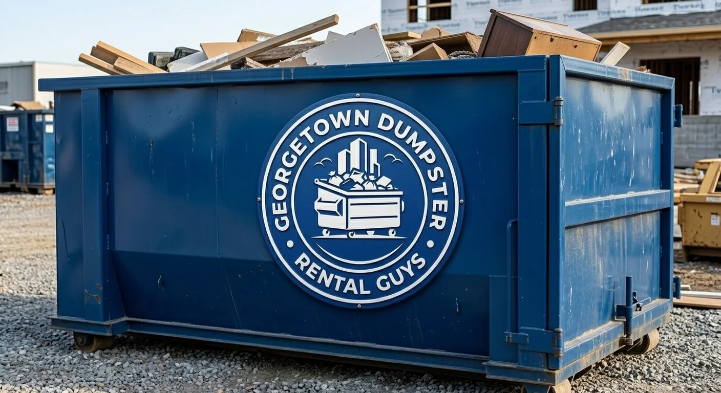 Residential Dumpster Rental in Georgetown, TX A Georgetown Dumpster Rental Guys dumpster delivered to a residential driveway for a home cleanout project